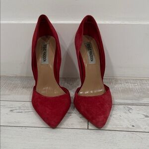 Steve Madden Red Suede D'Orsay Pointed-Toe Pumps